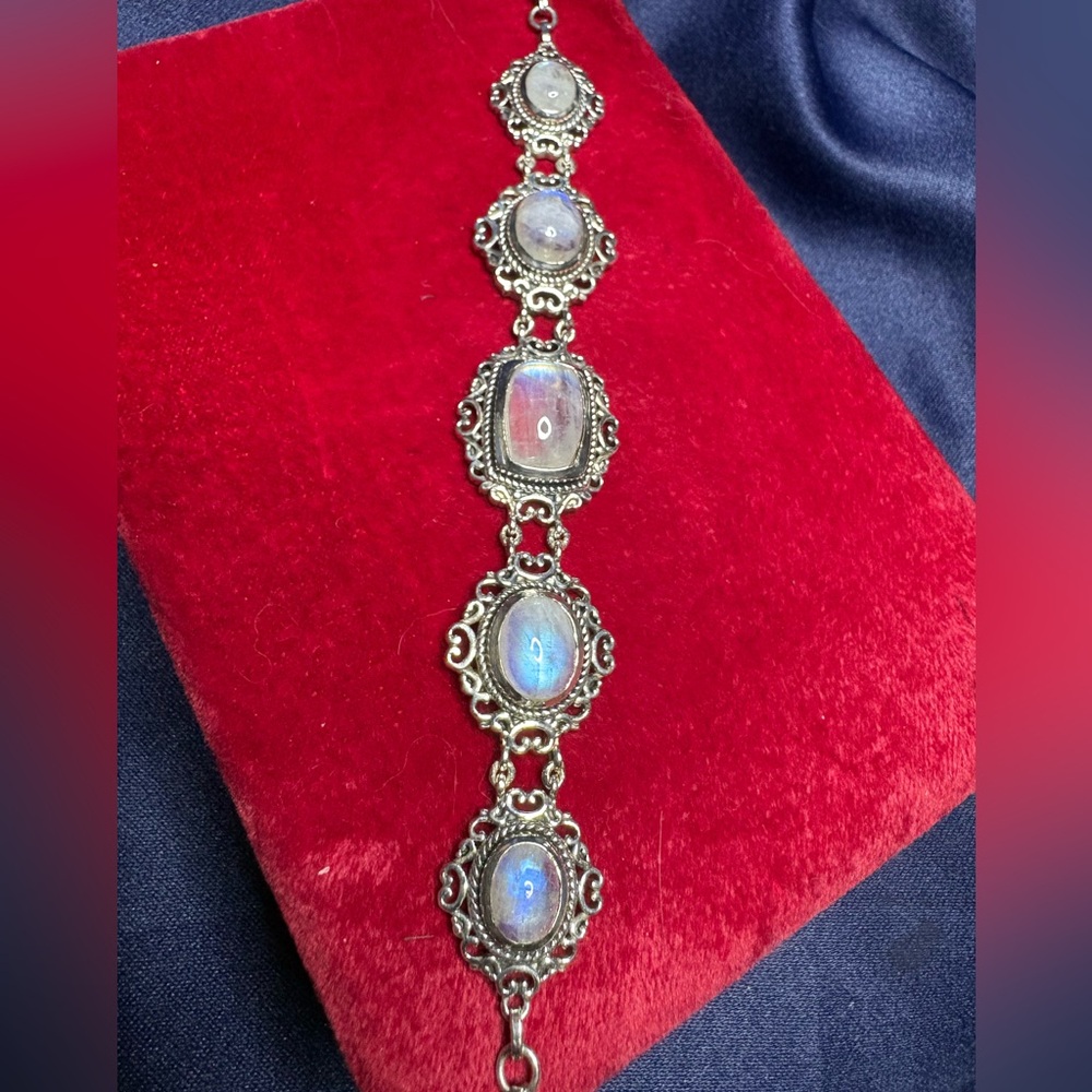 Bracelet Solid 925 Sterling Silver Moonstone Togg… - image 2